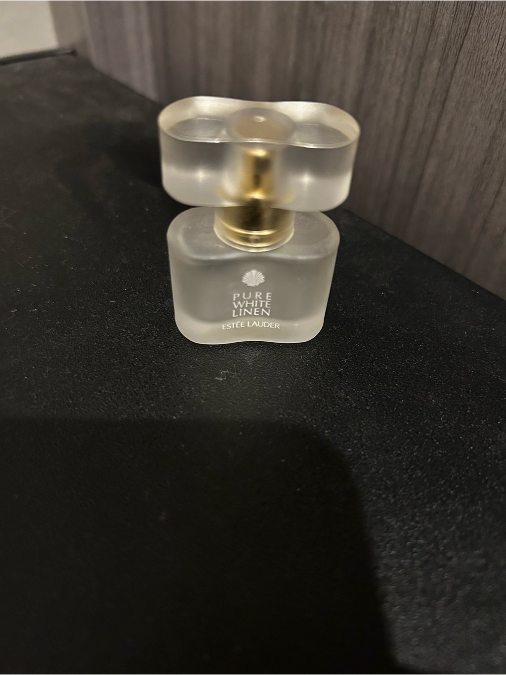 Vintage Estee Lauder Frosted Glass Mini Perfume Bottle - White and Gold